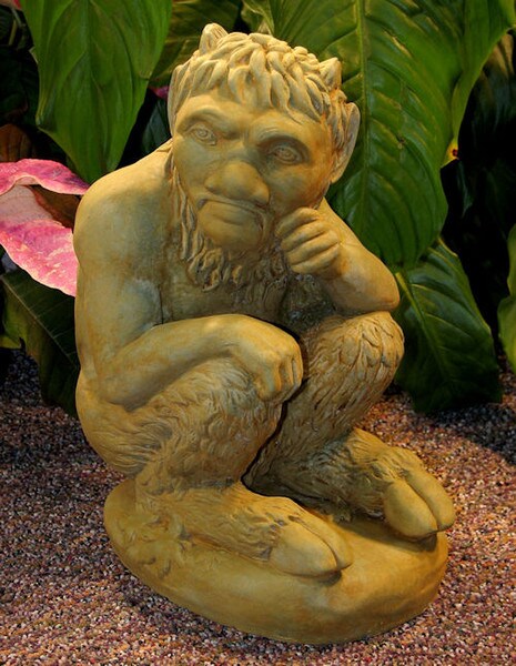 Satyr is mischievous Half man goat statue mythological sculpture garden